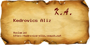 Kedrovics Aliz névjegykártya